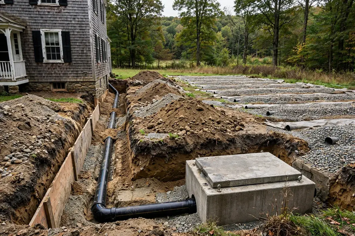 Public sewer & septic in Suffield