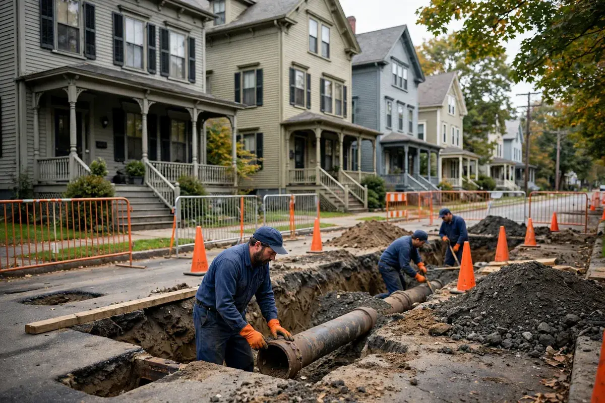 Older, denser neighborhoods — illustration of conditions relevant to sewer work in Willimantic